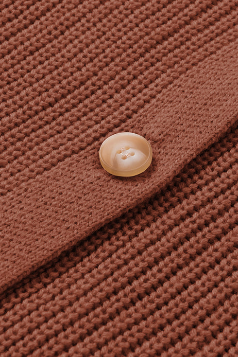 Bishop Sleeve V-Neck Drop Shoulder Button Front Knit Cardigan Sweater